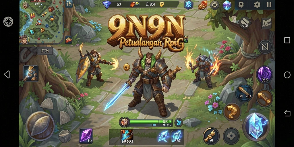 Gameplay seru 9N9N dengan pertarungan epik dan petualangan.
