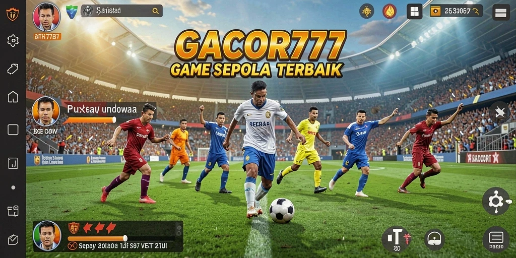Tampilan gameplay GACOR777 dengan aksi sepak bola yang seru.