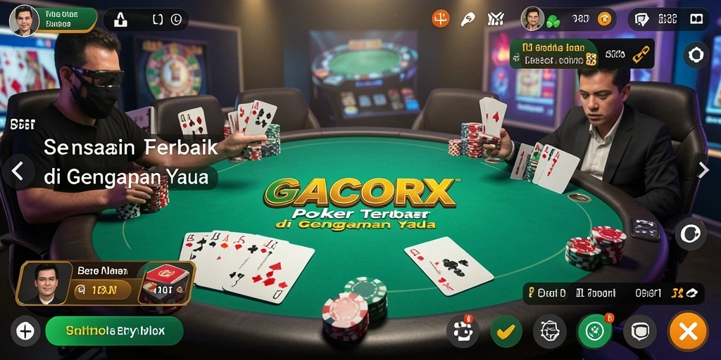 Screenshot GACORX menampilkan aksi mendebarkan permainan Poker.