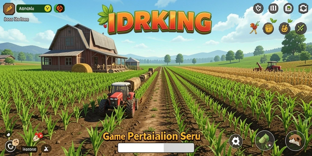 Menampilkan gameplay seru di IDRKING dengan pertanian yang subur.