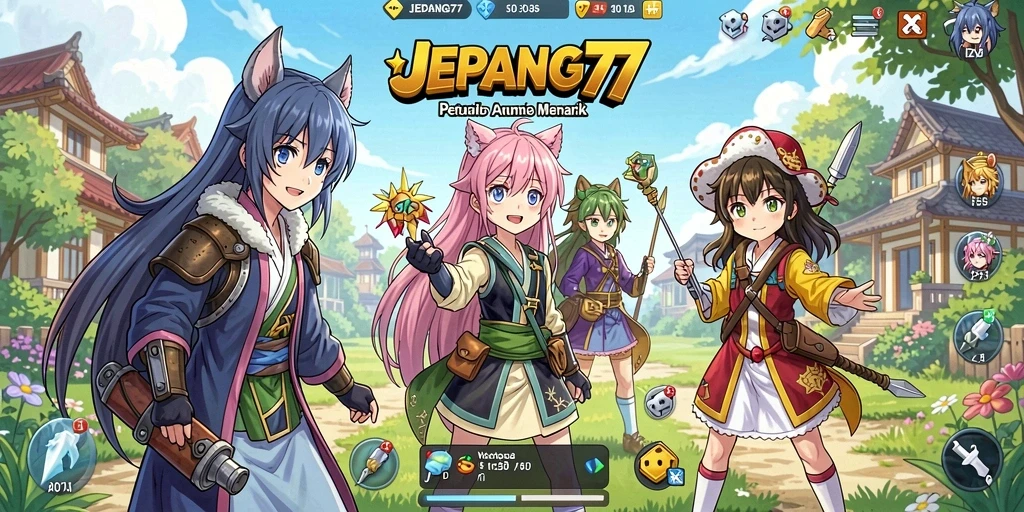 Tampilan gameplay seru dari JEPANG77 dengan karakter Anime menarik.