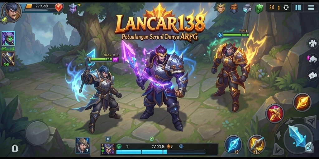 Tangkapan layar gameplay LANCAR138 menampilkan pertarungan seru di dunia fantastis.