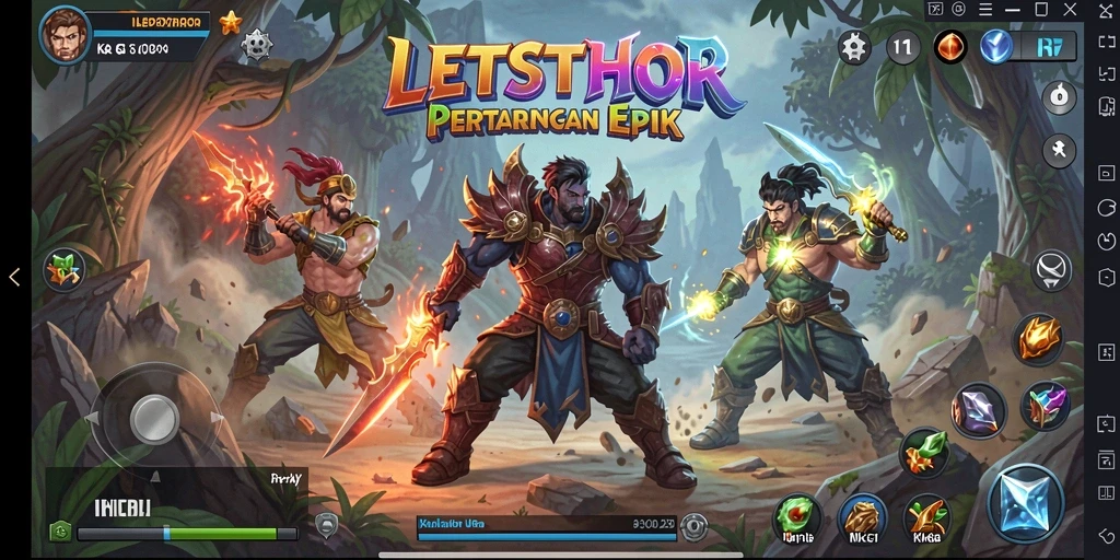 Screenshot gameplay LETSTHOR yang menunjukkan aksi pertarungan mendebarkan.