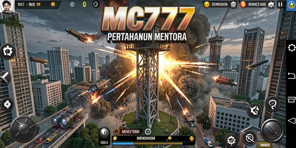 Screenshot gameplay Tower Defense MC777 menunjukkan strategi menarik dan menara yang menakjubkan.