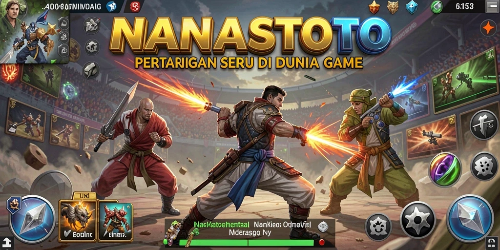 Screenshot permainan <strong>NANASTOTO</strong> yang menunjukkan aksi pertarungan yang seru.