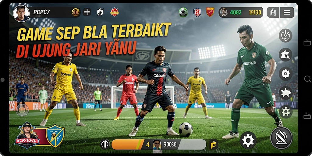 Tampilan menarik dari gameplay PCPC7 di lapangan sepak bola.
