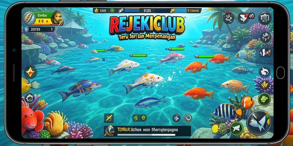 Tampilan gameplay seru di REJEKICLUB saat menembak ikan.