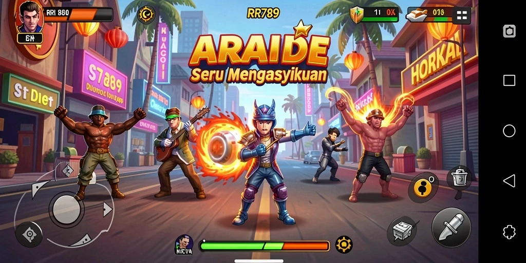 Tampilan gameplay seru dari RR789 menampilkan aksi arcade yang mendebarkan.