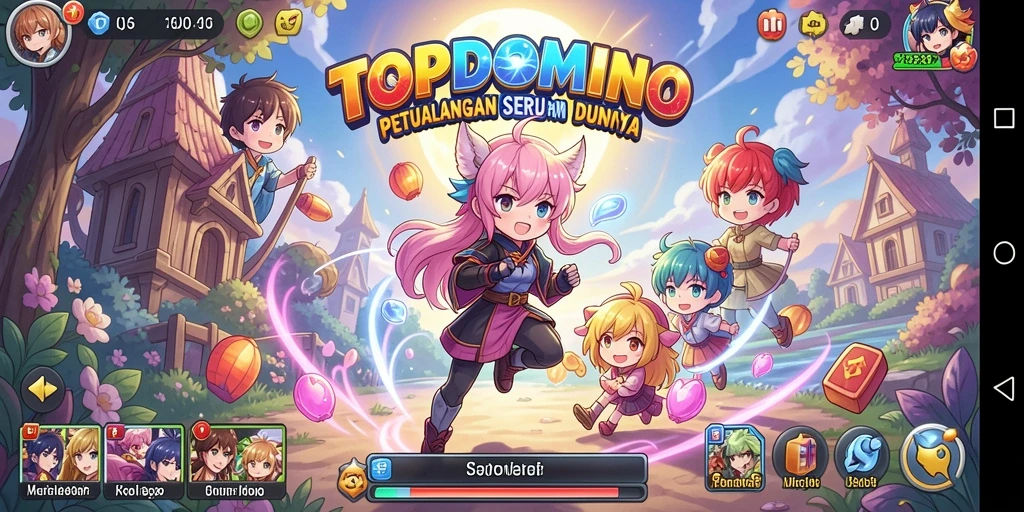 Tangkapan layar gameplay TOPDOMINO yang menampilkan aksi anime seru.