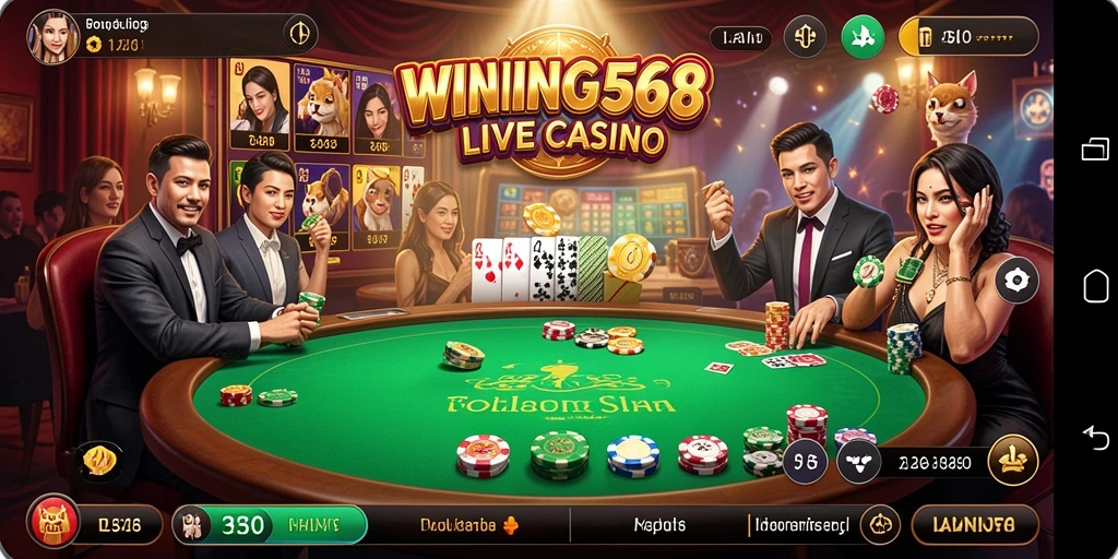 Tampilan utama gameplay di Live Casino WINNING568 yang seru.